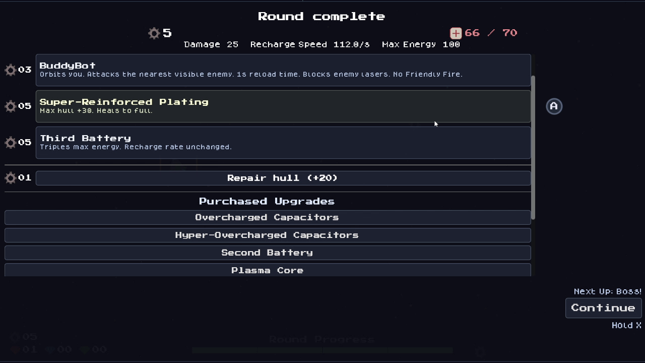 LaserWaves upgrade menu